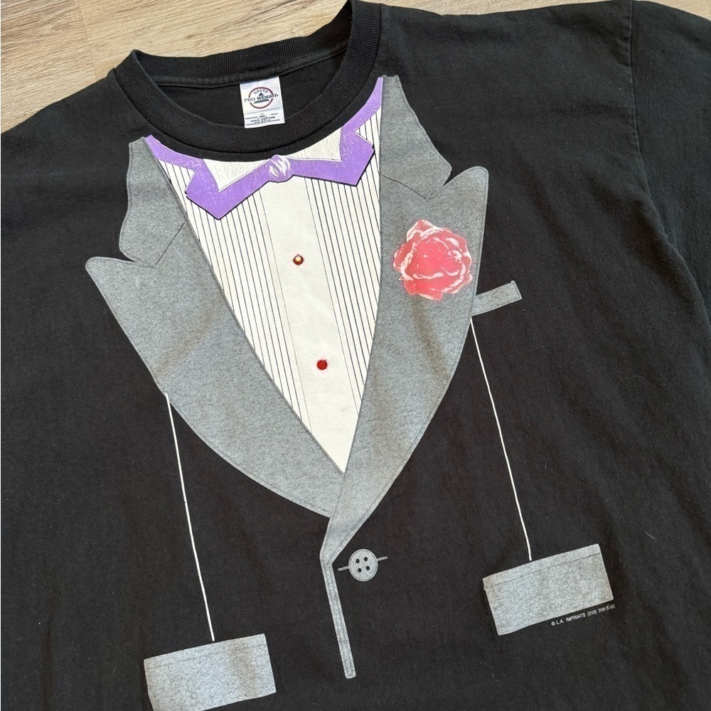 Vintage delta pro tuxedo t shirt black purple fits men’s XL nice condition - Picture 4 of 6